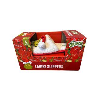 The Grinch Christmas Character Fuzzy Slippers Festive Novelty Ladies 5/6 NEW